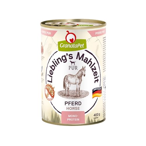 GranataPet Liebling's Mahlzeit Pferd PUR, Nassfutter für Hunde, Hundefutter ohne Getreide & Zuckerzusätze, Alleinfuttermittel mit hohem Fleischanteil & hochwertigen Ölen, 6 x 400 g von GranataPet