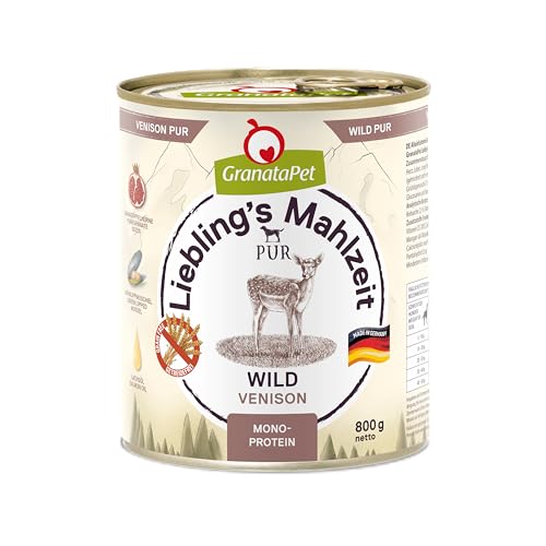 GranataPet Liebling's Mahlzeit Wild PUR, Nassfutter für Hunde, Hundefutter ohne Getreide & Zuckerzusätze, Alleinfuttermittel mit hohem Fleischanteil & hochwertigen Ölen, 6 x 800 g GranataPet Liebling's Mahlzeit Wild PUR, Nassfutter für Hunde, Hundefutter ohne Getreide & Zuckerzusätze, Alleinfuttermittel mit hohem Fleischanteil & hochwertigen Ölen, 6 x 800 g von GranataPet