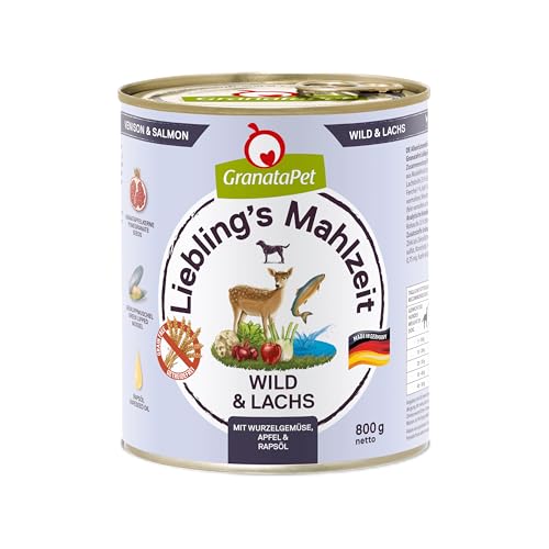 GranataPet Liebling's Mahlzeit Wild & Lachs, Nassfutter für Hunde, Hundefutter ohne Getreide & ohne Zuckerzusätze, Alleinfuttermittel, 6 x 800 g von GranataPet