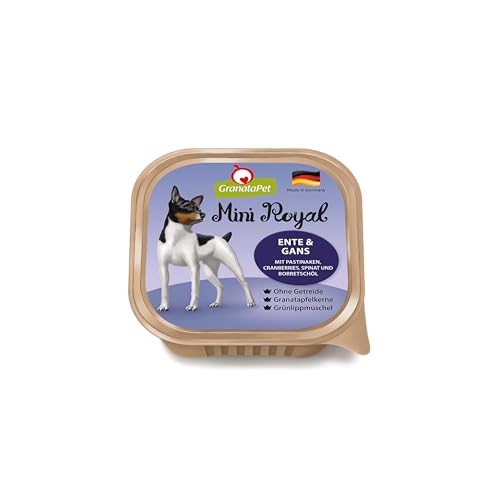 GranataPet Mini Royal Ente & Gans, 11 x 150 g, Nassfutter für Hunde, Hundefutter ohne Getreide & ohne Zuckerzusatz, Alleinfuttermittel für ausgewachsene Hunde von GranataPet