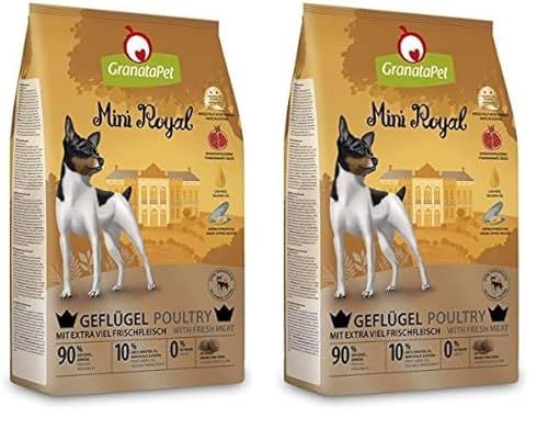 GranataPet Mini Royal Geflügel, Trockenfutter für Hunde, Hundefutter ohne Getreide & ohne Zuckerzusatz, Alleinfuttermittel für ausgewachsene Hunde, 1 kg (Packung mit 2) von GranataPet