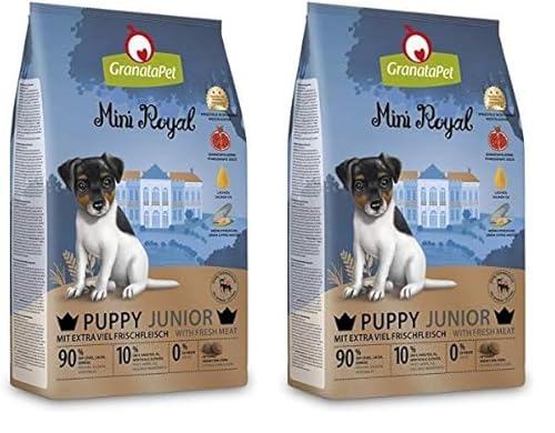 GranataPet Mini Royal Junior, Trockenfutter für Hunde, Hundefutter ohne Getreide & ohne Zuckerzusatz, Alleinfuttermittel für Welpen 1 kg (Packung mit 2) von GranataPet
