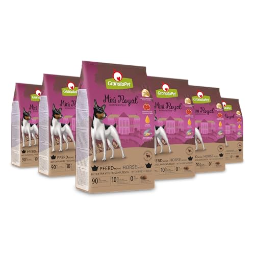 GranataPet Mini Royal Pferd Mono, Monoprotein-Trockenfutter für Hunde, Hundefutter ohne Getreide & ohne Zuckerzusatz, Alleinfuttermittel für ausgewachsene Hunde, 6 x 1 kg von GranataPet