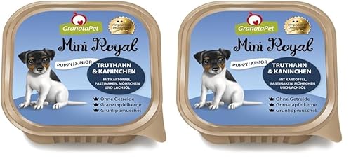 GranataPet Mini Royal Truthan & Kaninchen Junior, Nassfutter für Hunde, Hundefutter ohne Getreide & ohne Zuckerzusatz, Alleinfuttermittel für heranwachsende Hunde, 11 x 150 g (Packung mit 2) von GranataPet