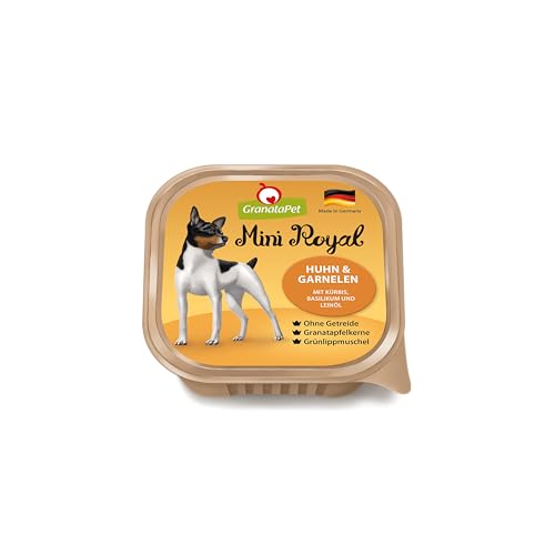GranataPet Mini Royal Huhn & Garnelen, 11 x 150 g, Nassfutter für Hunde, Hundefutter ohne Getreide & ohne Zuckerzusatz, Alleinfuttermittel für ausgewachsene Hunde von GranataPet