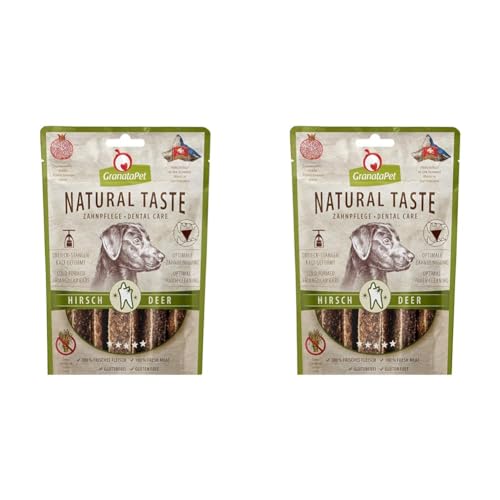 GranataPet Natural Taste Edler Snack Hirsch Zahnpflege, 70 g, Hundeleckerli ohne Getreide & ohne Zuckerzusätze, Belohnung für zwischendurch, schmackhafter Hundesnack (Packung mit 2) von GranataPet