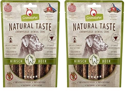 GranataPet Natural Taste Edler Snack Hirsch Zahnpflege, 70 g, Hundeleckerli ohne Getreide & ohne Zuckerzusätze, Belohnung für zwischendurch, schmackhafter Hundesnack (Packung mit 2) von GranataPet