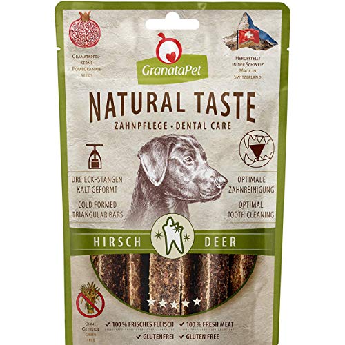 GranataPet Natural Taste Edler Snack Hirsch Zahnpflege, 70 g, Hundeleckerli ohne Getreide & ohne Zuckerzusätze, Belohnung für zwischendurch, schmackhafter Hundesnack von GranataPet