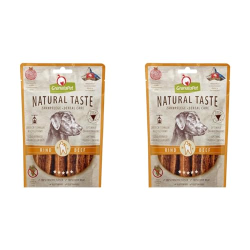 GranataPet Natural Taste Edler Snack Rind Zahnpflege, 70 g, Hundeleckerli ohne Getreide & ohne Zuckerzusätze, Belohnung für zwischendurch, schmackhafter Hundesnack (Packung mit 2) von GranataPet
