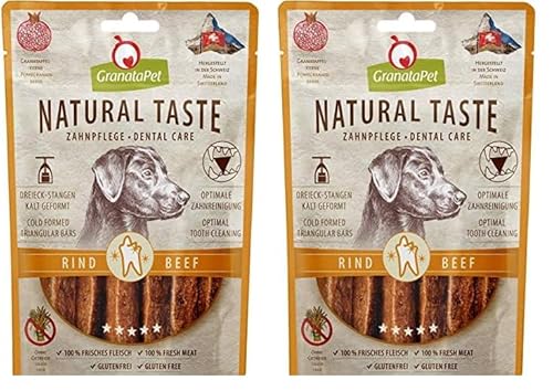 GranataPet Natural Taste Edler Snack Rind Zahnpflege, 70 g, Hundeleckerli ohne Getreide & ohne Zuckerzusätze, Belohnung für zwischendurch, schmackhafter Hundesnack (Packung mit 2) von GranataPet