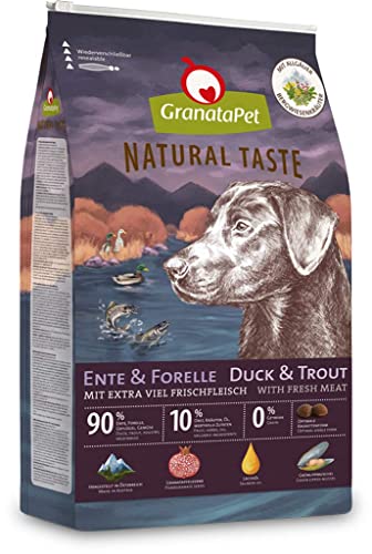 GranataPet Natural Taste Ente & Forelle, 12 kg, Trockenfutter für Hunde, Hundefutter ohne Getreide & ohne Zuckerzusätze, Alleinfuttermittel für ausgewachsene Hunde von GranataPet