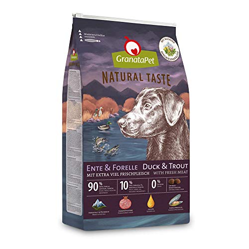 GranataPet Natural Taste Ente & Forelle, 4 kg, Trockenfutter für Hunde, Hundefutter ohne Getreide & ohne Zuckerzusätze, Alleinfuttermittel für ausgewachsene Hunde von GranataPet