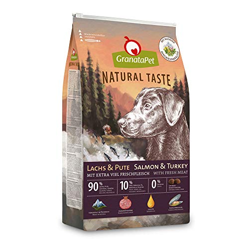 GranataPet Natural Taste Lachs & Pute, 12 kg, Trockenfutter für Hunde, Hundefutter ohne Getreide & ohne Zuckerzusätze, Alleinfuttermittel für ausgewachsene Hunde von GranataPet
