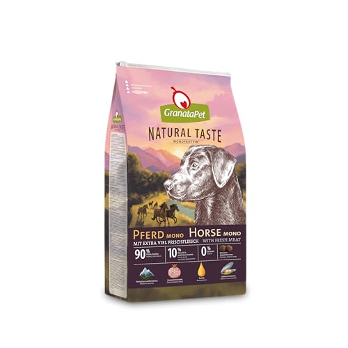 GranataPet Natural Taste Pferd Mono, Monoprotein-Trockenfutter für Hunde, Hundefutter ohne Getreide & ohne Zuckerzusätze, Alleinfuttermittel für ausgewachsene Hunde, 4 kg von GranataPet