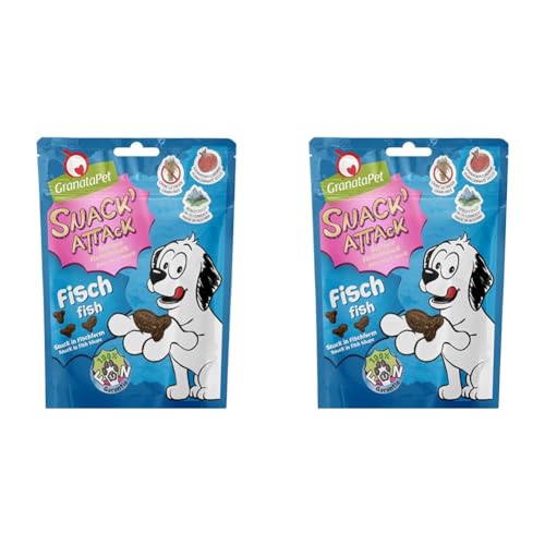 GranataPet Snack' Attack Fisch, 100 g, Hundeleckerli ohne Getreide & ohne Zuckerzusätze, Leckerchen für Hunde, weicher Hundesnack (Packung mit 2) von GranataPet