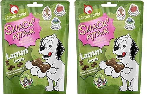 GranataPet Snack' Attack Lamm, 100 g, Hundeleckerli ohne Getreide & ohne Zuckerzusätze, Leckerchen für Hunde, weicher Hundesnack (Packung mit 2) von GranataPet