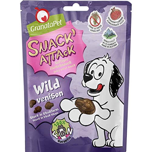 GranataPet Snack' Attack Wild, Hundeleckerli ohne Getreide & ohne Zuckerzusätze, Belohnung für verspielte Vierbeiner, Leckerchen für Hunde, weicher Hundesnack, 100 g GranataPet Snack' Attack Wild, Hundeleckerli ohne Getreide & ohne Zuckerzusätze, Belohnung für verspielte Vierbeiner, Leckerchen für Hunde, weicher Hundesnack, 100 g von GranataPet