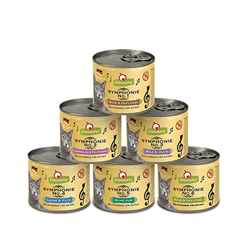 GranataPet Symphonie No. 1 - 6 Multipack, 6 x 200 g, Katzenfutter im Probierpaket, ohne Getreide & Zuckerzusätze, Filet in natürlichem Gelee, delikates Nassfutter für Katzen von GranataPet