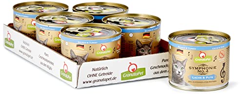GranataPet Symphonie No. 4 Lachs & Pute, 6 x 200 g, Katzenfutter ohne Getreide & Zuckerzusätze, Filet in natürlichem Gelee, delikates Nassfutter für Katzen von GranataPet