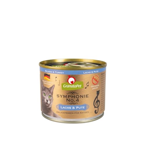 GranataPet Symphonie No. 4 Lachs & Pute, Katzenfutter ohne Getreide & Zuckerzusätze, Filet in natürlichem Gelee, delikates Nassfutter für Katzen, 6 x 200 g von GranataPet