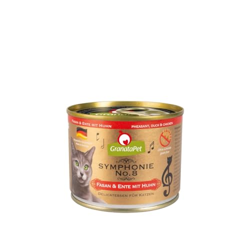 GranataPet Symphonie No. 8 Fasan & Ente mit Huhn, Katzenfutter ohne Getreide & Zuckerzusätze, Filet in natürlichem Gelee, delikates Nassfutter für Katzen, 6 x 200 g von GranataPet