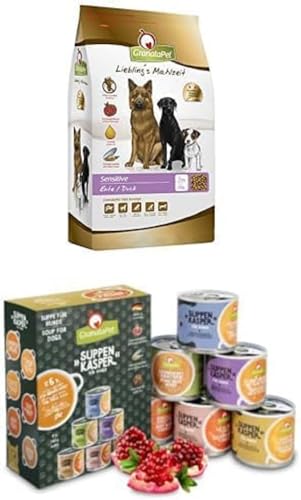 Sommerbundle GranataPet Liebling's Mahlzeit Ente Sensitive, 10 kg, Trockenfutter für Hunde, Hundefutter ohne Getreide & ohne Zuckerzusätze + GranataPet Suppenkasper Multipack, 6 x 140 g Sommerbundle GranataPet Liebling's Mahlzeit Ente Sensitive, 10 kg, Trockenfutter für Hunde, Hundefutter ohne Getreide & ohne Zuckerzusätze + GranataPet Suppenkasper Multipack, 6 x 140 g von GranataPet