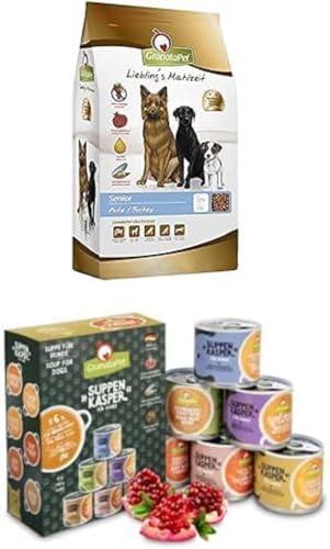 Sommerbundle GranataPet Liebling's Mahlzeit Pute Senior, 10 kg, Trockenfutter für Hunde, Hundefutter ohne Getreide & ohne Zuckerzusätze + GranataPet Suppenkasper Multipack, 6 x 140 g von GranataPet