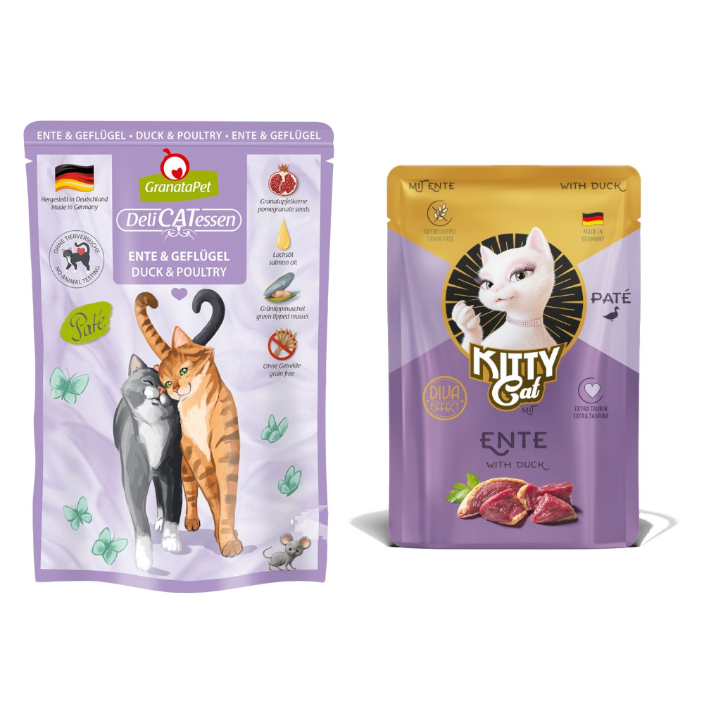 6 x 85 g GranataPet DeliCatessen Pouch + 85 g KITTY Cat Paté Ente gratis! - Ente & Geflügel 6 x 85 g GranataPet DeliCatessen Pouch + 85 g KITTY Cat Paté Ente gratis! - Ente & Geflügel von Granatapet