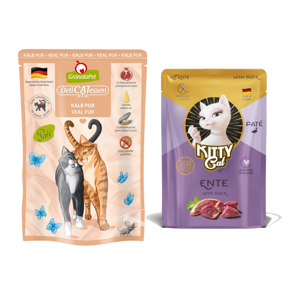 6 x 85 g GranataPet DeliCatessen Pouch + 85 g KITTY Cat Paté Ente gratis! - Truthahn & Fasan 6 x 85 g GranataPet DeliCatessen Pouch + 85 g KITTY Cat Paté Ente gratis! - Truthahn & Fasan von Granatapet