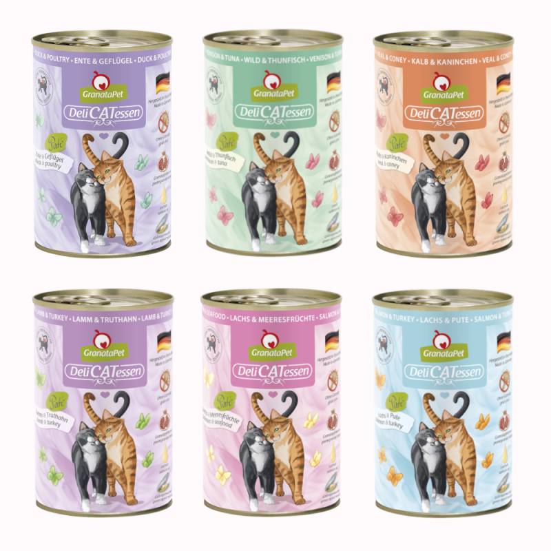 GranataPet DeliCatessen 24 x 400 g - Mixpaket 1 (6 Sorten) von Granatapet