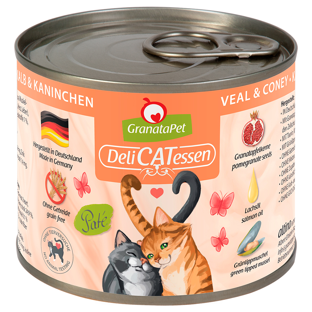 GranataPet DeliCatessen 6 x 200 g - Kalb & Kaninchen von Granatapet