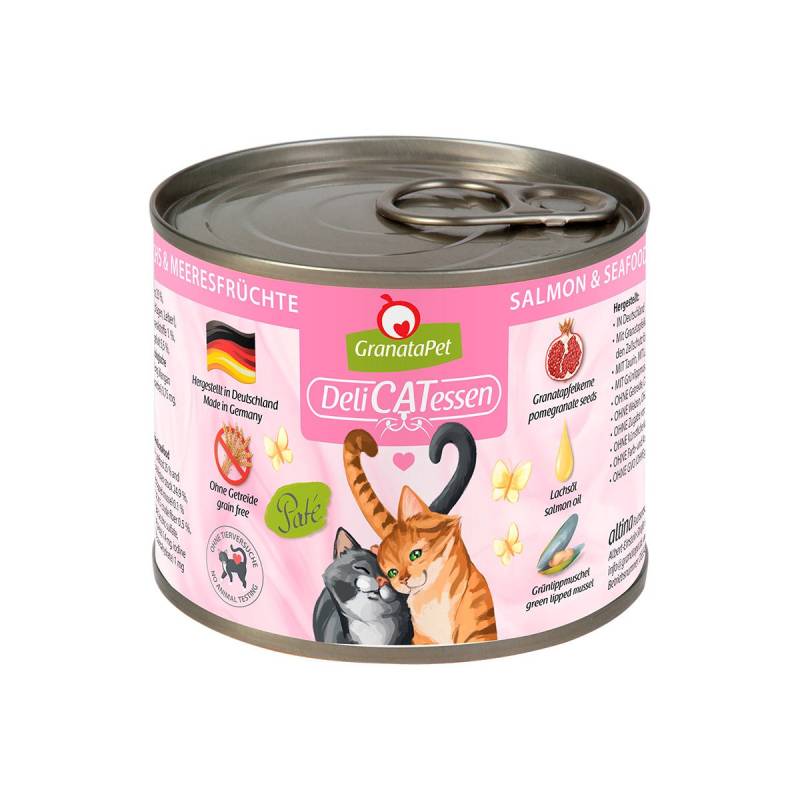 GranataPet Katze - Delicatessen Dose Lachs & Meeresfrüchte 6x200g von Granatapet