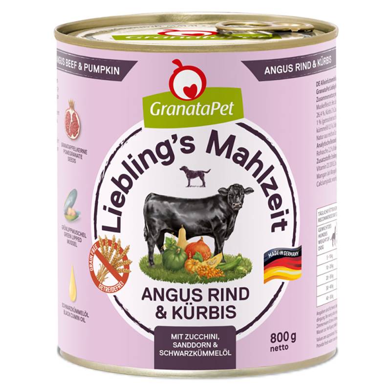 GranataPet Liebling's Mahlzeit 6 x 800 g - Angus Rind mit Kürbis von Granatapet