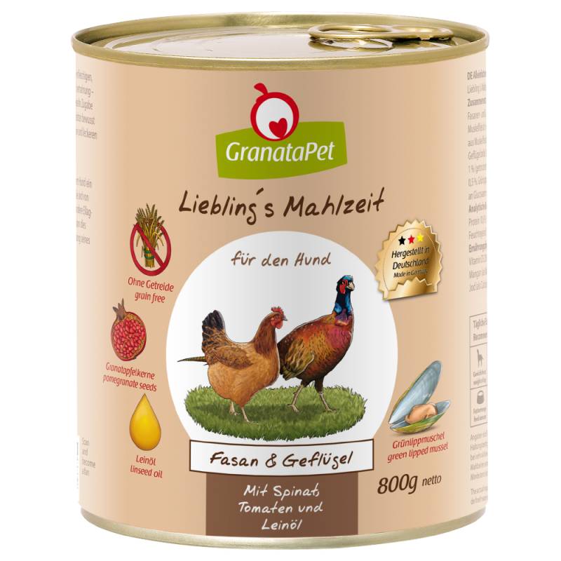 GranataPet Liebling's Mahlzeit 6 x 800 g - Fasan & Geflügel von Granatapet