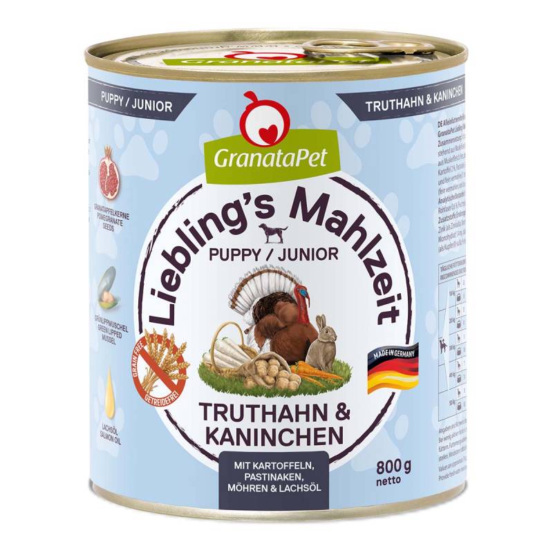 GranataPet Liebling's Mahlzeit Junior Truthahn und Kaninchen 12x800g von Granatapet