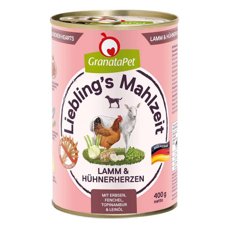 GranataPet Liebling’s Mahlzeit Lamm und Hühnerherzen 6x400g von Granatapet