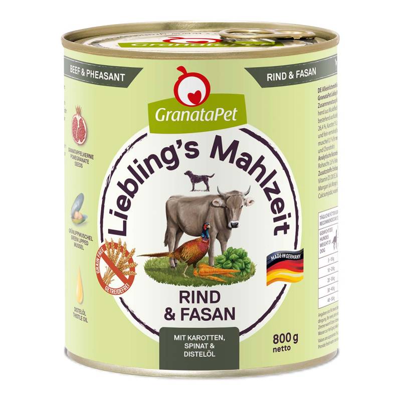 GranataPet Liebling's Mahlzeit Rind und Fasan 6x800g von Granatapet