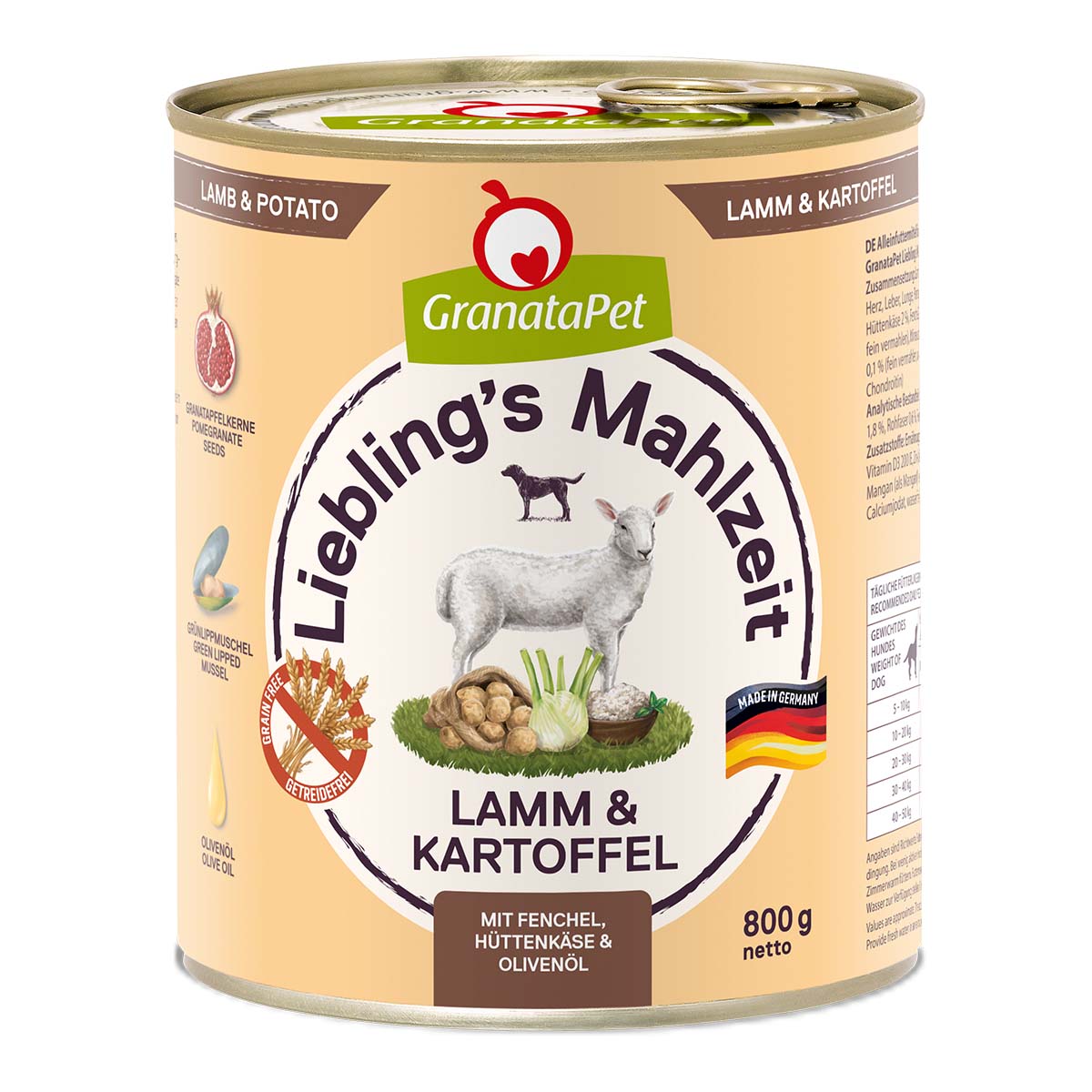 GranataPet Liebling's Mahlzeit Lamm und Kartoffel 6x800g von Granatapet