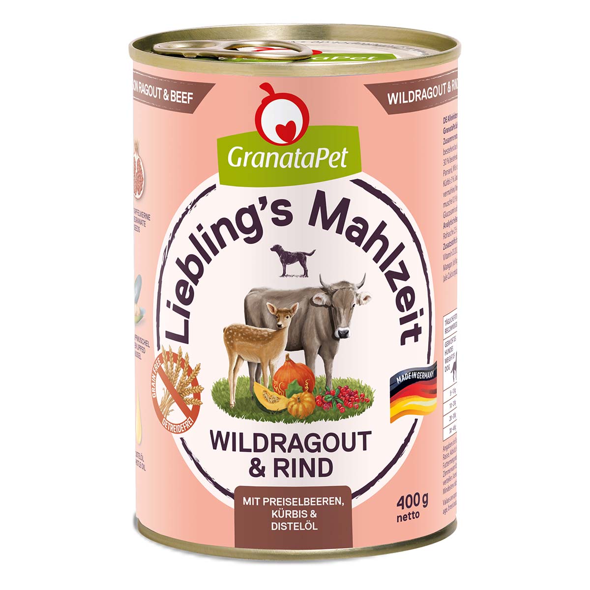 GranataPet Liebling's Mahlzeit Wildragout und Rind 6x400g von Granatapet