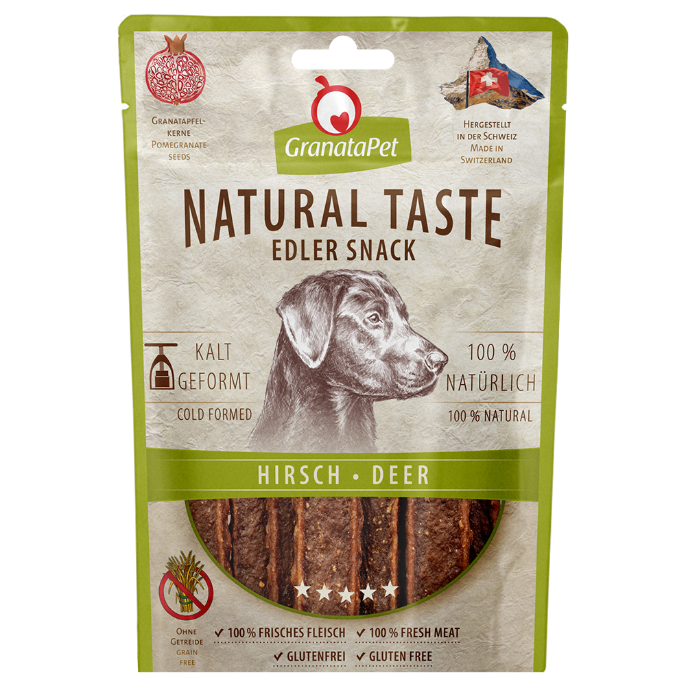 GranataPet Natural Taste Edler Snack - Sparpaket: Hirsch 3 x 90 g von Granatapet