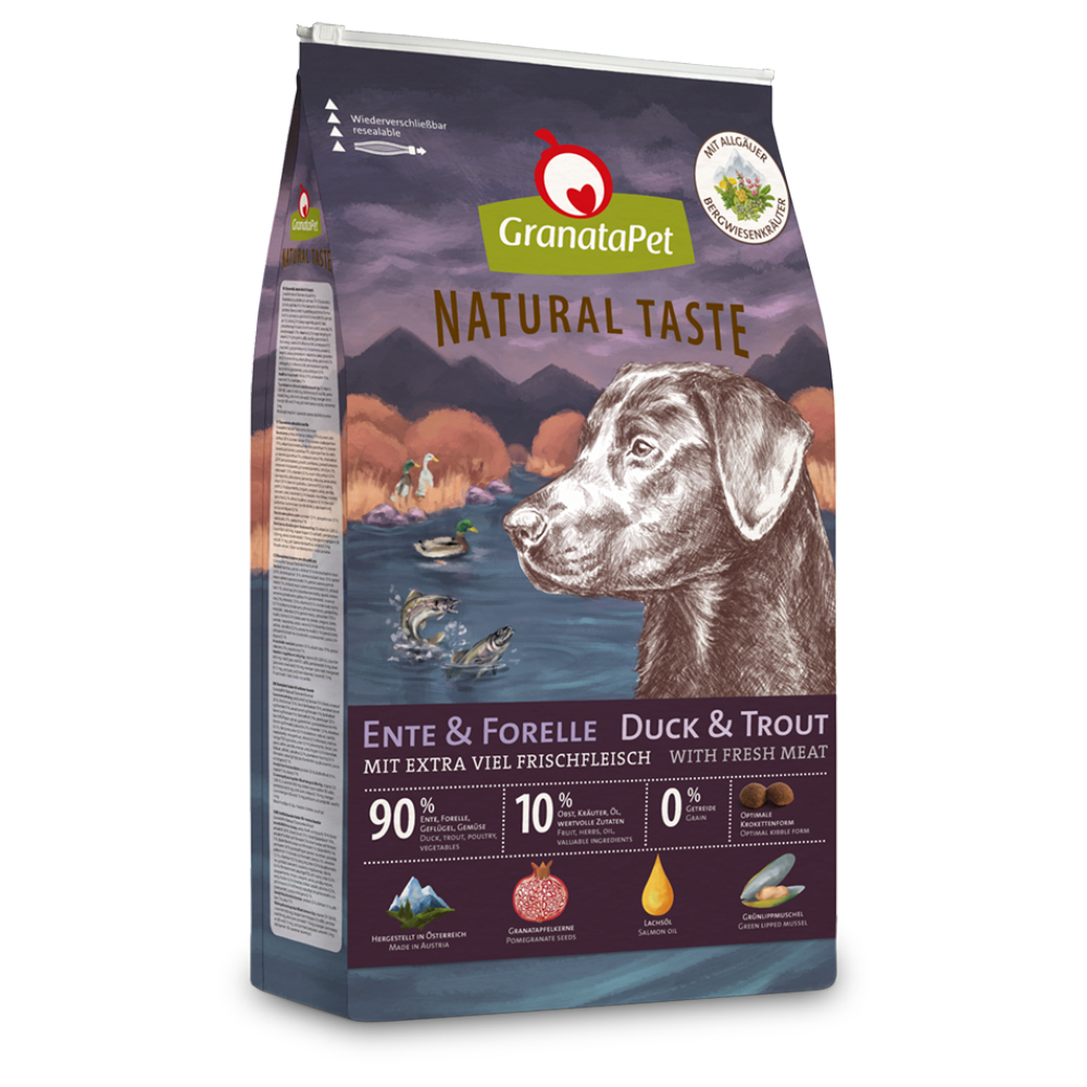 GranataPet Natural Taste Trockenfutter Ente & Forelle - Sparpaket: 2 x 12 kg von Granatapet