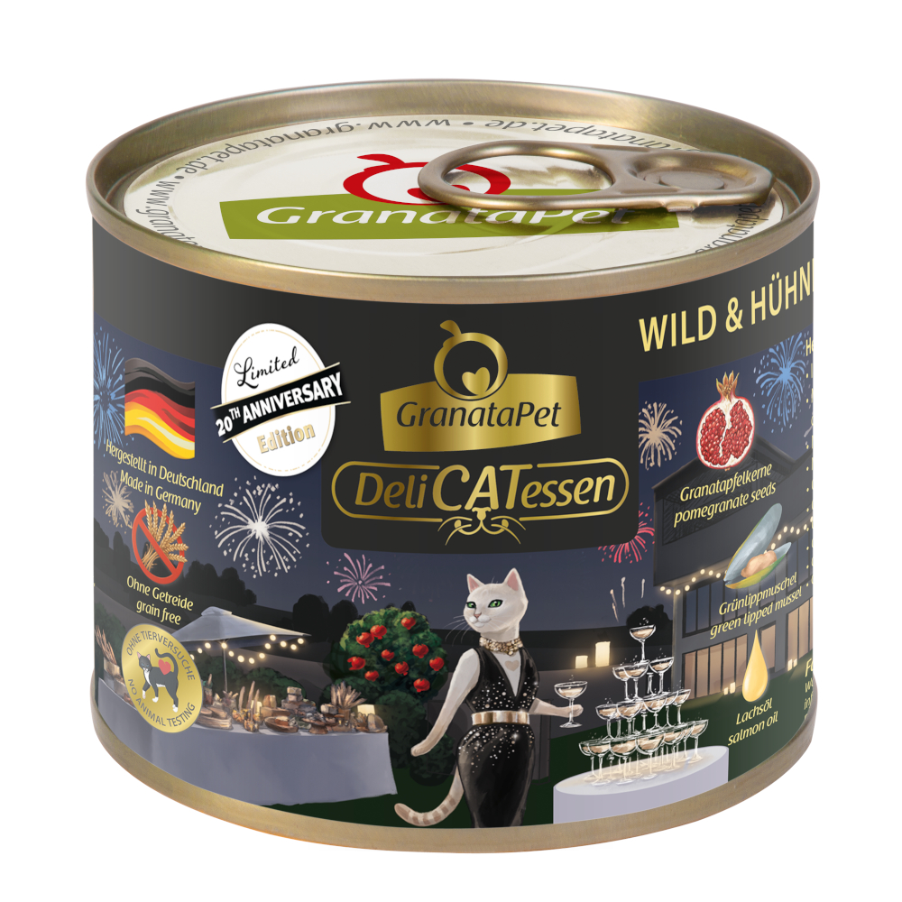 Granatapet DeliCatessen Jubiläumsedition - Wild & Hühnerherzen mit Lachsöl (6 x 200 g) von Granatapet