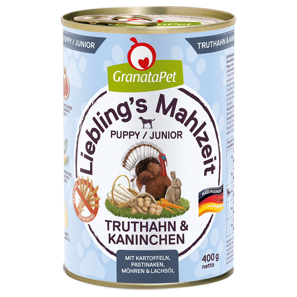 GranataPet Liebling's Mahlzeit 6 x 400 g - Junior Truthahn & Kaninchen von Granatapet