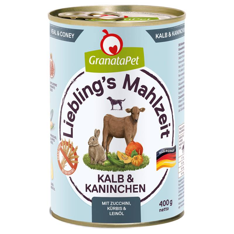 GranataPet Liebling's Mahlzeit 6 x 400 g - Kalb & Kaninchen von Granatapet