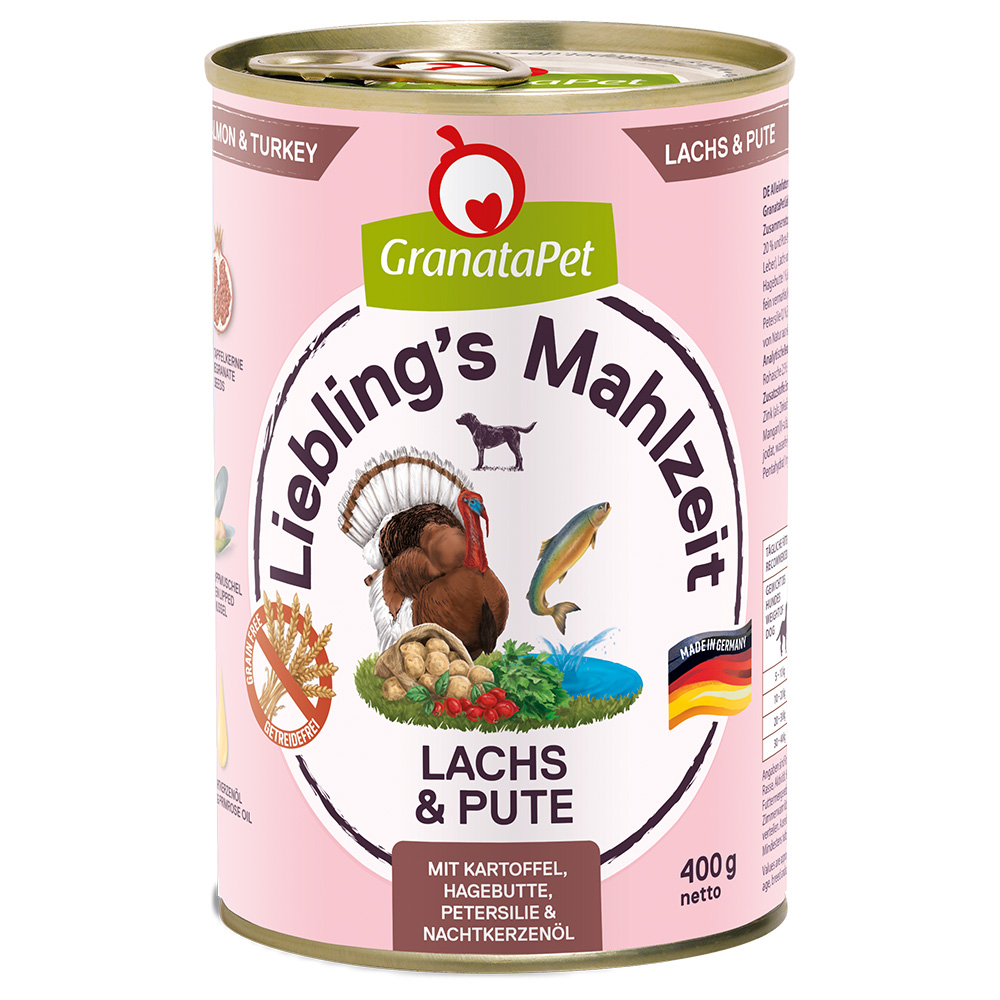 GranataPet Liebling's Mahlzeit 6 x 400 g - Lachs & Pute von Granatapet