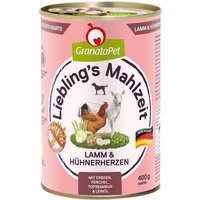 GranataPet Liebling's Mahlzeit 6 x 400 g - Lamm & Hühnerherzen von Granatapet