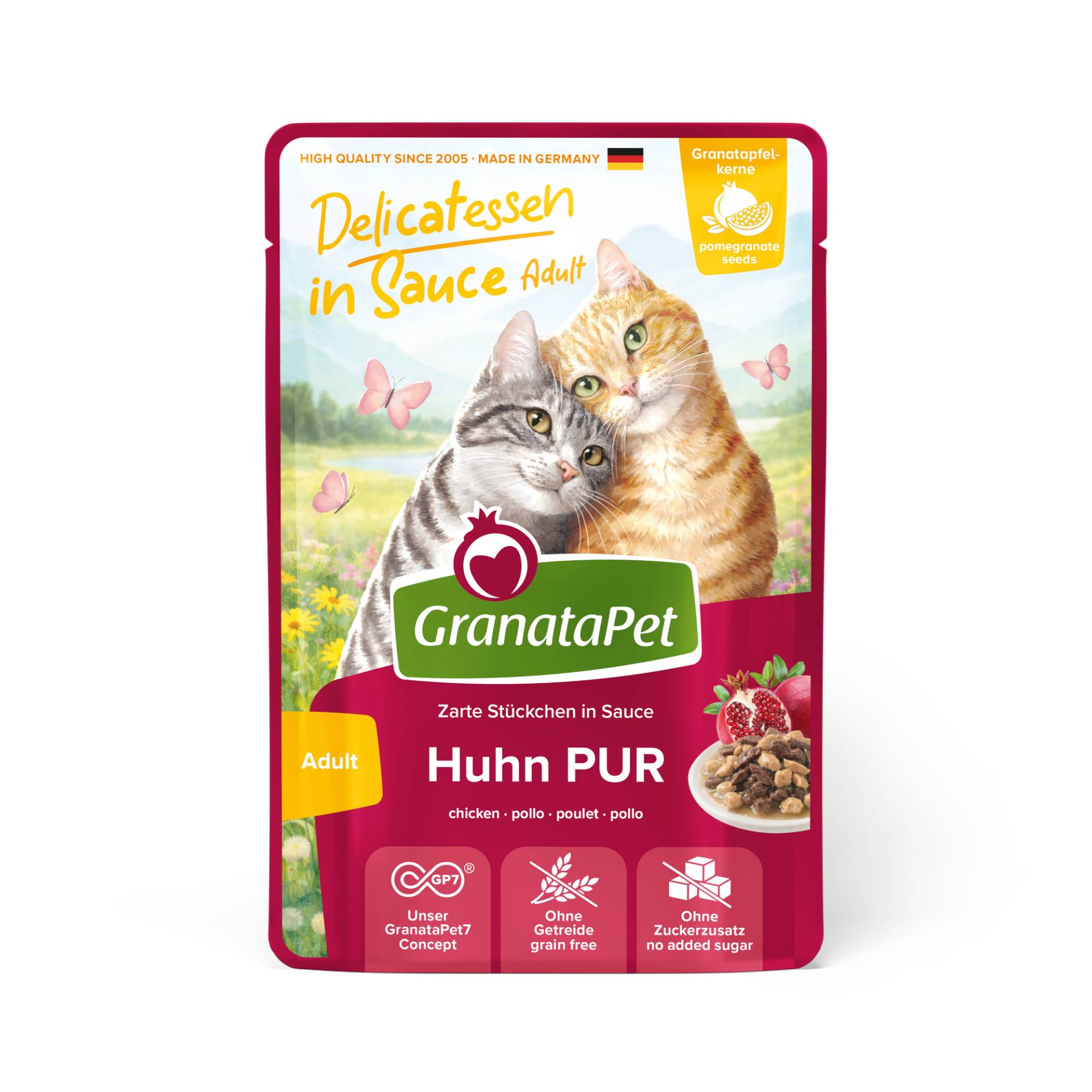 Sparpaket GranataPet Delicatessen in Sauce 24 x 100 g - Huhn Pur von Granatapet