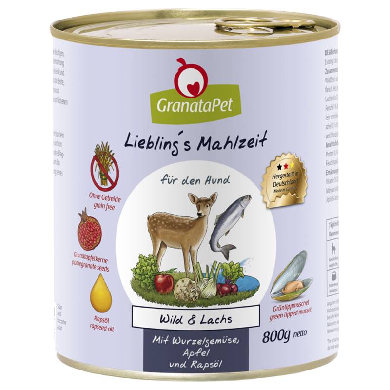 Sparpaket GranataPet Liebling's Mahlzeit 12 x 800 g - Wild & Lachs mit Wurzelgemüse, Fenchel, Apfel & Rapsöl von Granatapet