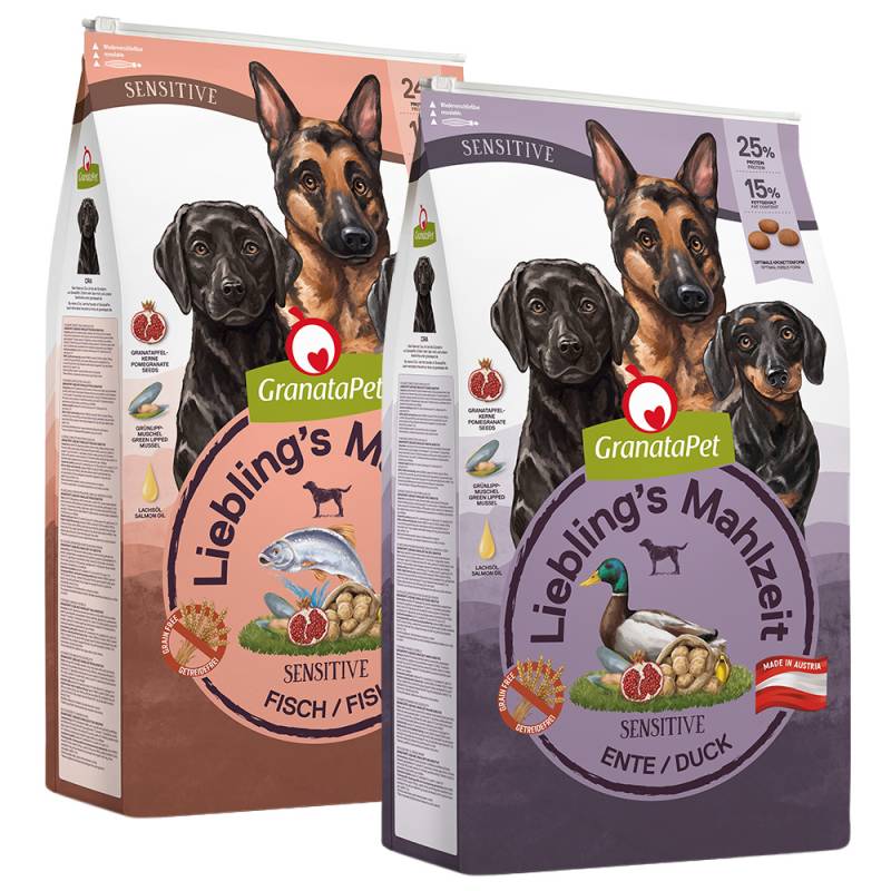 Sparpaket GranataPet Liebling's Mahlzeit 2 x 10 kg - Mix: Sensitive Fisch & Sensitive Ente von Granatapet