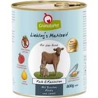 Sparpaket GranataPet Liebling's Mahlzeit 24 x 800 g - Kalb & Kaninchen mit Zucchini, Kürbis und Leinöl von Granatapet
